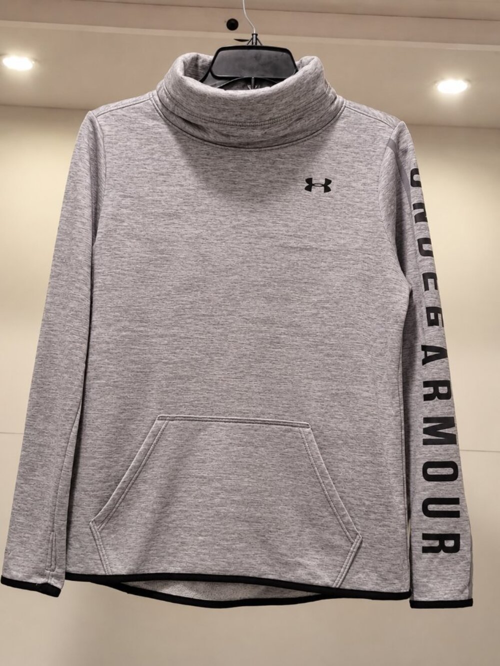 Gray ColdGear Cowl Neck Pullover with Kangaroo Pocket